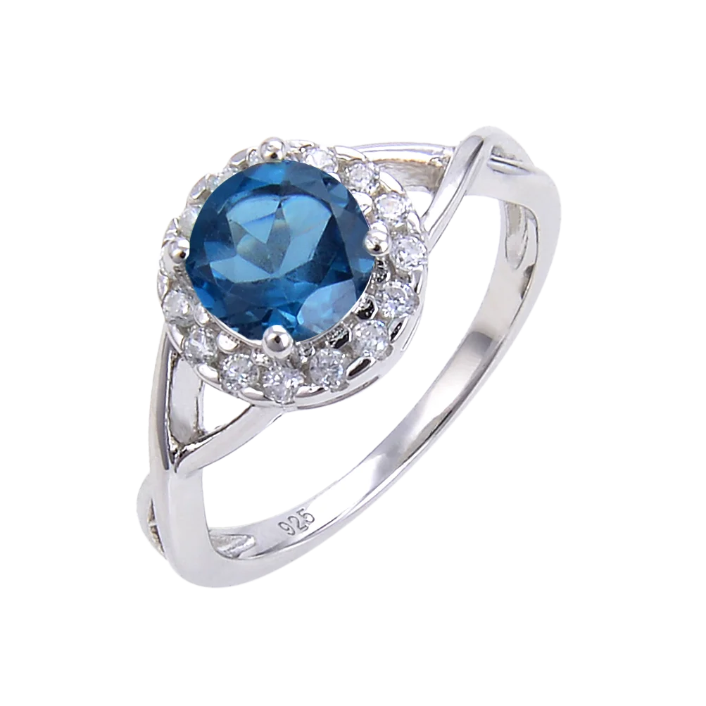

Abiding Hot Selling 925 Sterling Silver Fashion Jewelry Natural London Blue Topaz Jewelry Ring