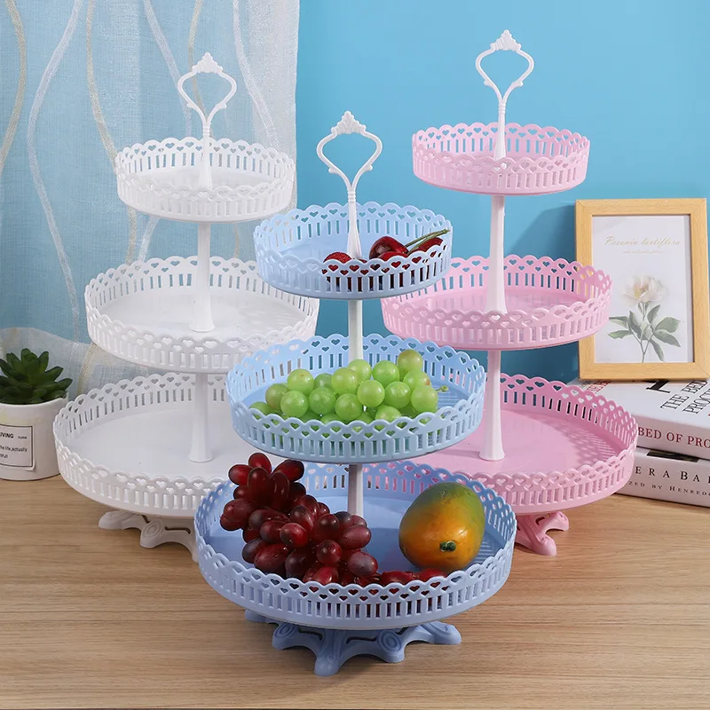 

Wholesale Cake Decorating Stand Plastic Fruit Plate Multi-layers Wedding Cake Stand 3 Tier Cake Stand