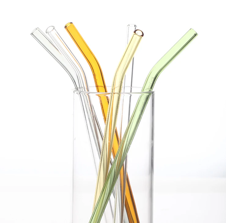 

Newest Eco Friendly Reusable High Borosilicate Glass Bottle Drinking Crystal Straw Straws, Transport color or customize color