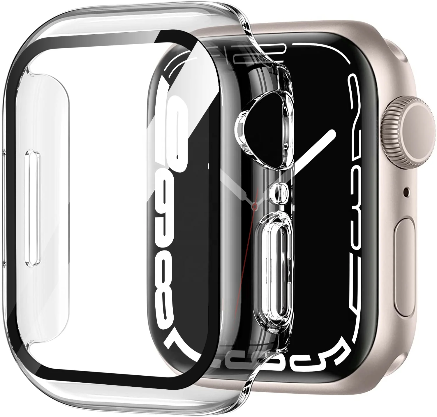 

Hot Selling  Transparent PC Frame Watch Case Glass Screen Protector Cover For Iwatch Series 7