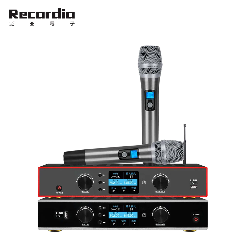 

GAW-L610 Professional Powerful Amplifier Effector wireless microphone with power amplifier 3 in 1 wireless mic set for Karaoke