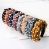JK Wholesale European Hair Accessories Girls Plain Fabric Knot Headband Custom Pearls Wide Cross Hair Bands For Denmark
