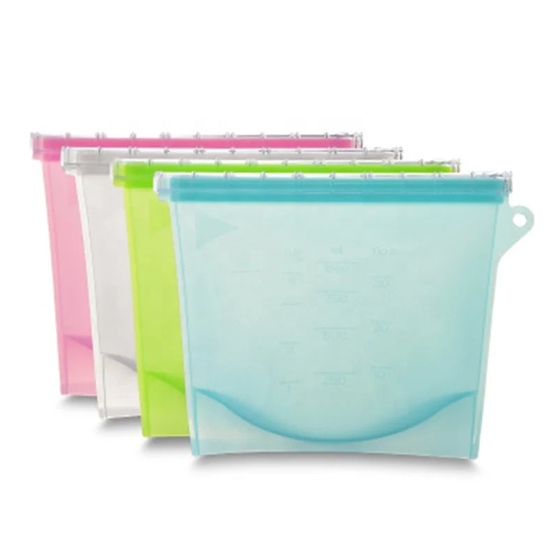 

Fashion Multifunction Silicone Leakproof Storage Bag Kitchen Refrigerator Food Storage Bag, White/green/blue/red