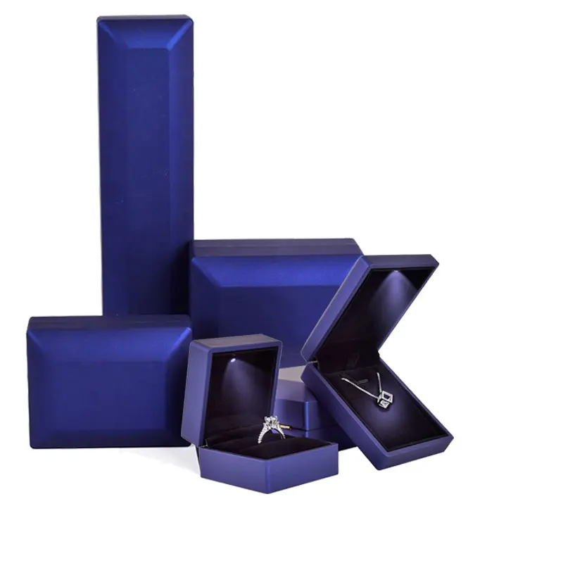 

high end blue lacquer jewelry box with LED light, Customized