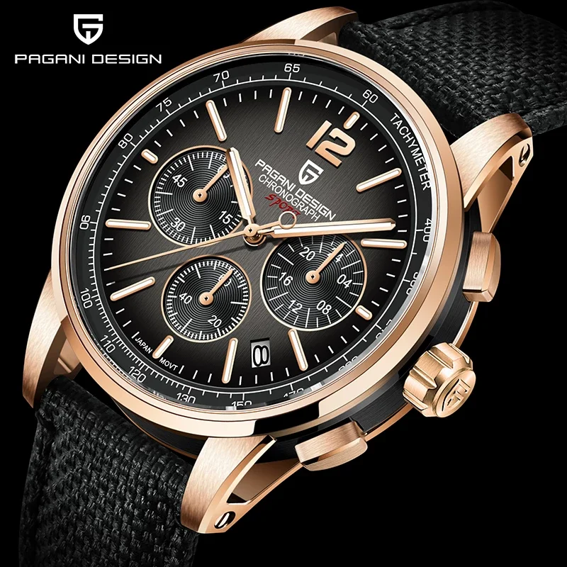 

2022 New PAGANI DESIGN Luxury VK63 Multi Functional Chronograph Men Watch Sapphire Glass 100M Waterproof Diving Wristwatches, Shown