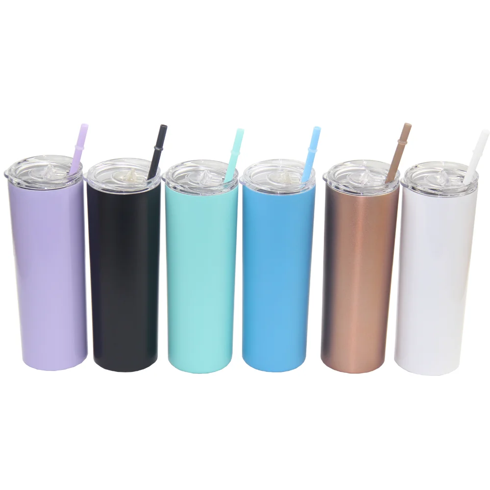 

wholesale stainless steel tumblers reusable custom slim tumbler 20 oz magic thermos mug insulated skinny travel tumbler with lid, Customized colors acceptable