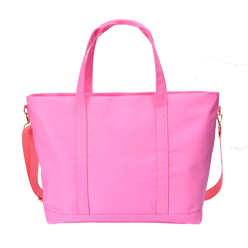 

Wholesale Various Colors Handbag In Stock Single Shoulder Strap Durable Smooth Tote Bag With Chenille Patches