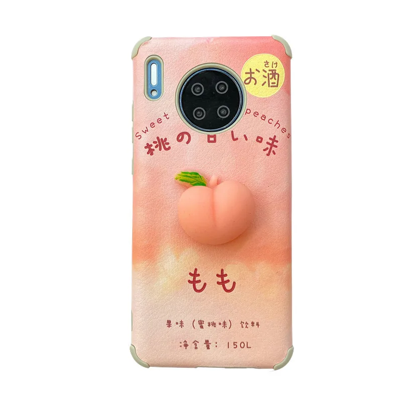 

Chidoller cute unzip 3D sweet peach phone cover for honor 10 mate30pro redmi notepro pink leather phone case carcasa de telefono
