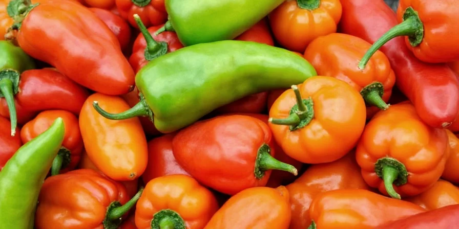Banana peppers hanging on plant