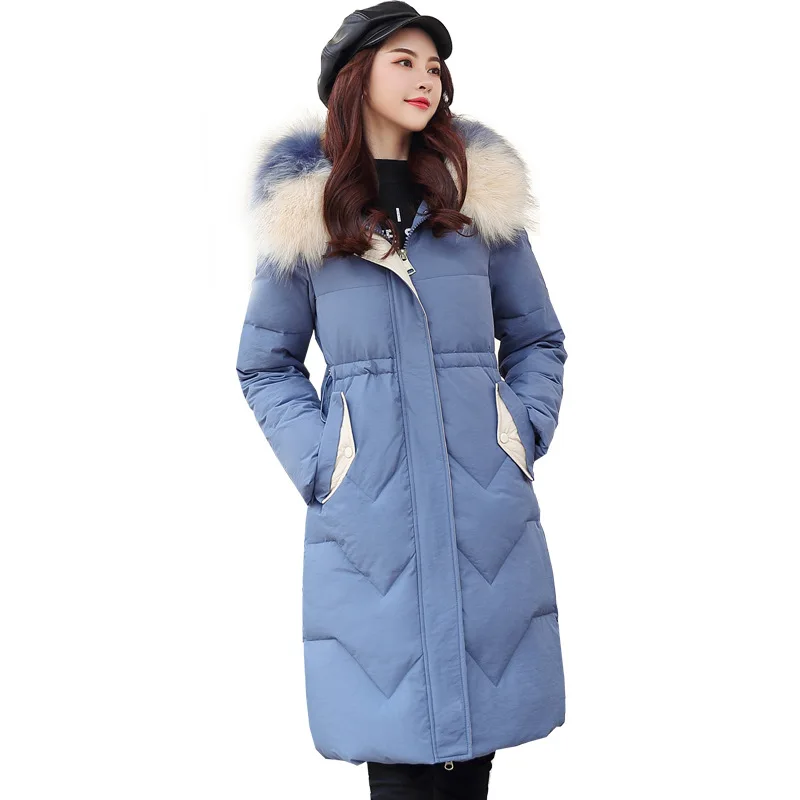 

Winter Warm Side Pocket Long Sleeve Waist Fur Long Coat Women, Customized color