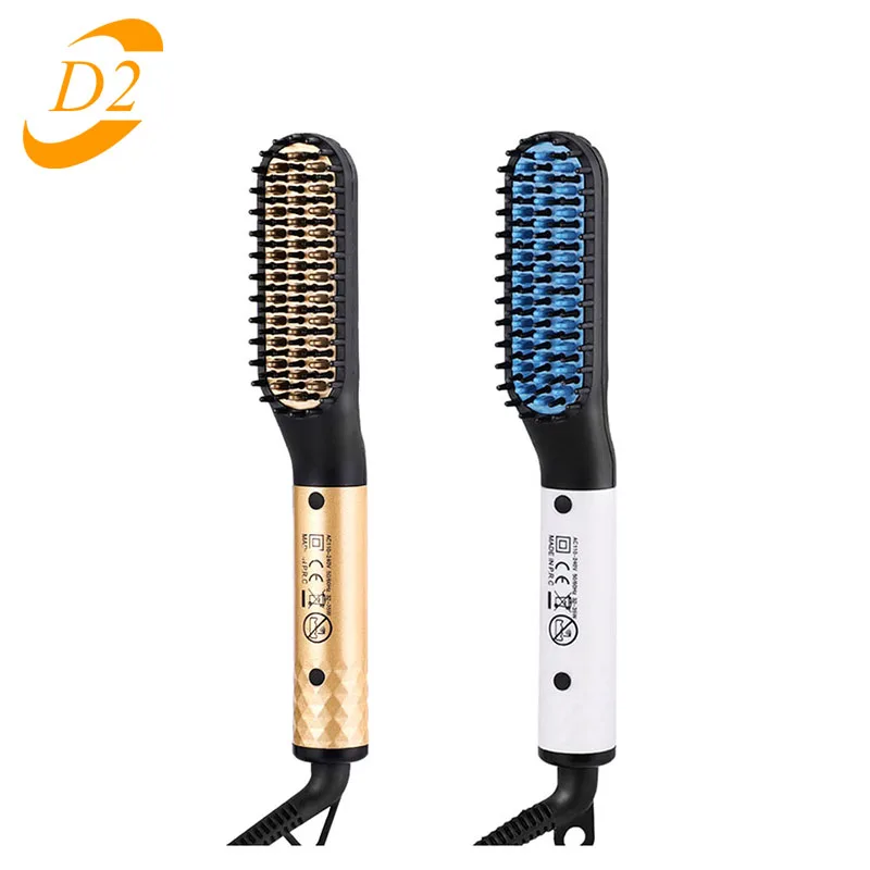 

Professional Hair Comb Brush Beard Straightener Multifunctional Hair Straightening Comb Hair Curler Fast Heating Styling Tools, Gold, white