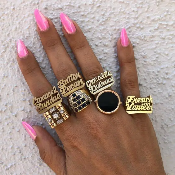 

Custom Double Name Rings Stainless Steel Adjustable Gold Color Women Ring Wedding Couple Rings for Girl Jewelry Gift, Colors
