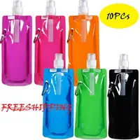 

Freeshipping 6 Colors Reusable travel Bottle with Clip for Biking Hiking Travel that Collapsible Water Bottle