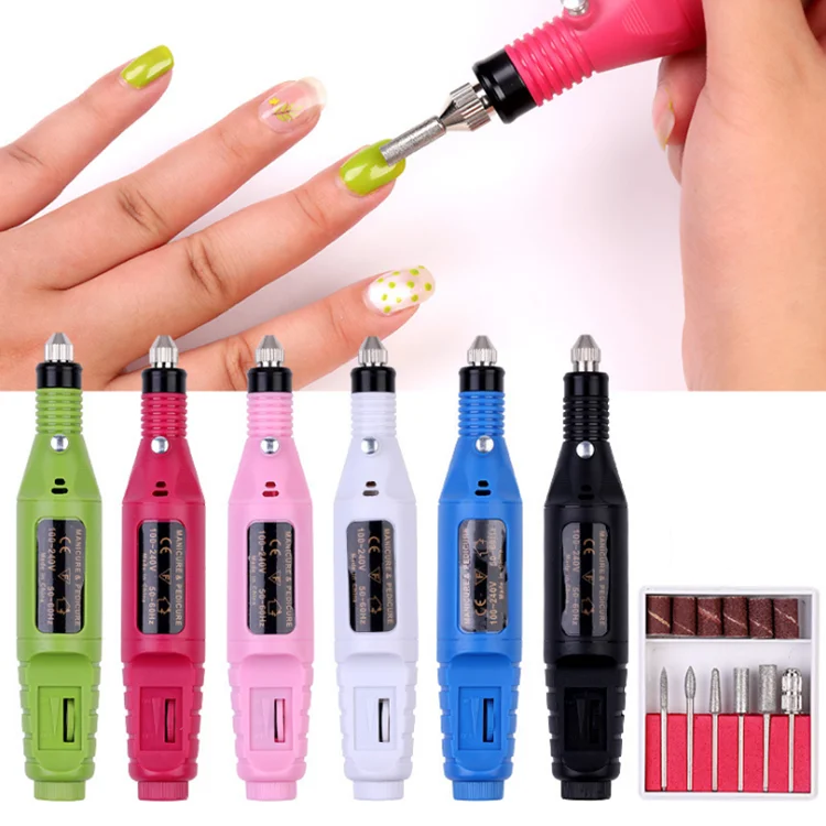 

Pen type electric sander portable mini nail polisher manicure tool Mini Stainless Steel Nail Polisher Manicure Set Electric