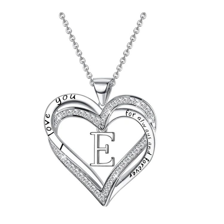 

Fashion jewelry accessories creative heart alphabet necklace plating alloy lady pendant charm English letter necklace, Gold/silver color