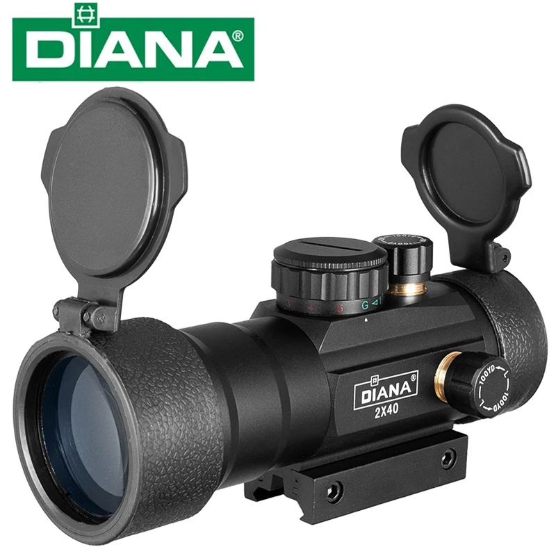 

DIANA 2X40 Green Red Dot Sight Scope Red DotTactical Optics Riflescope Fit 11/20mm Rail Rifle Sight for Hunting