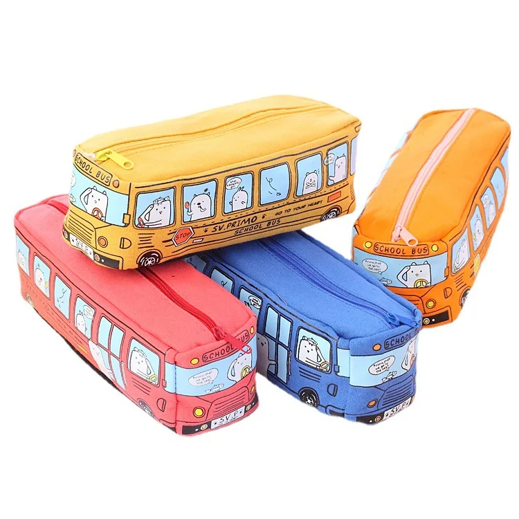 

Wholesale stationery creative bus pen pouch bag large capacity pencil case for student