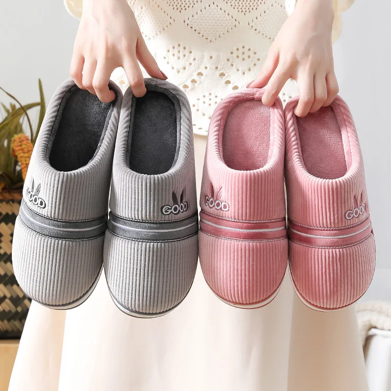 

Wholesales High Quality Autumn And Winter Cotton Slippers Men And Women Indoor Warmth Women Cotton Slippers, 4 colors