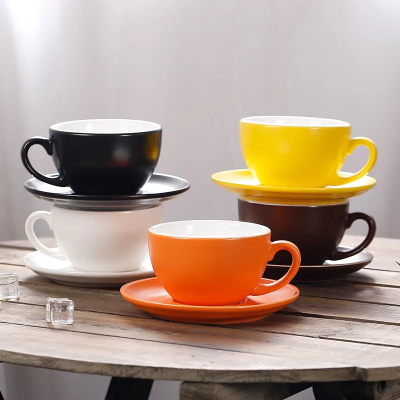 

150/220/300ml Thick Body Ceramic Coffee Cup and Saucer for Flat White Latte Cup Cappuccino Double Espresso Coffee Cup