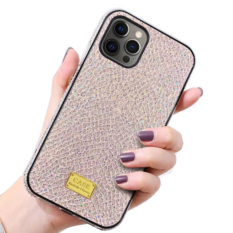 

Premium Girl Style side Diamond Phone Case Flashing Snake pattern leather for iphone XR