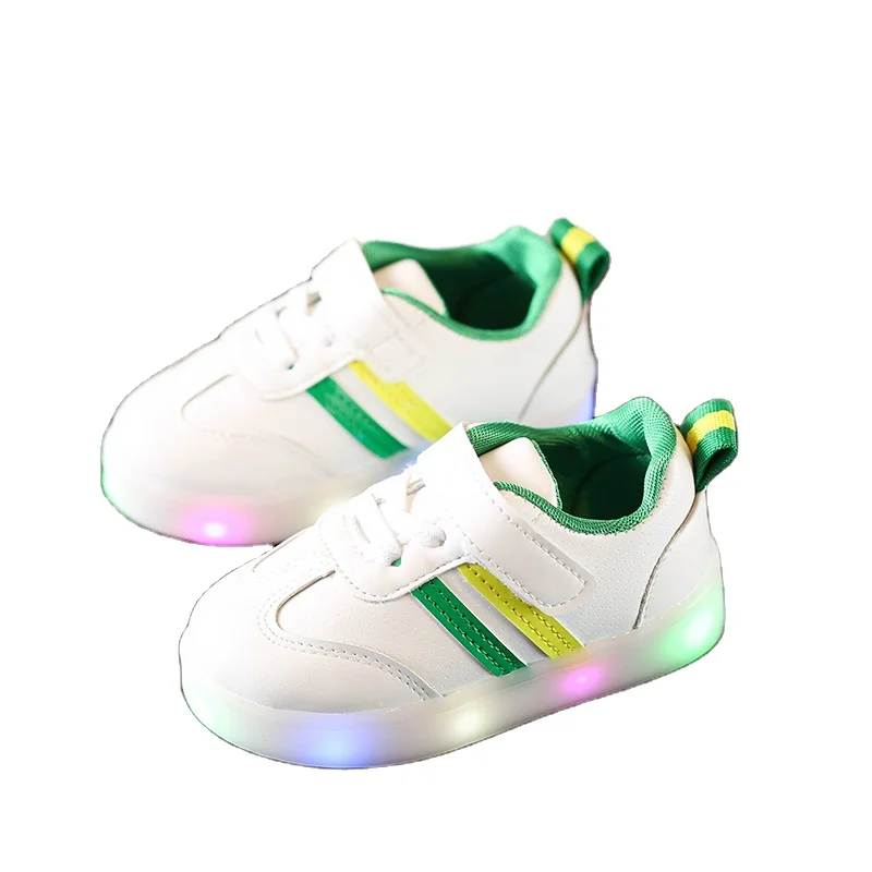

Wholesale Children Luminous Shoes Boys Girls Stripe Sport Running Shoes Baby Lights Fashion Sneakers Toddler Kids LED Sneakers, Multi colors