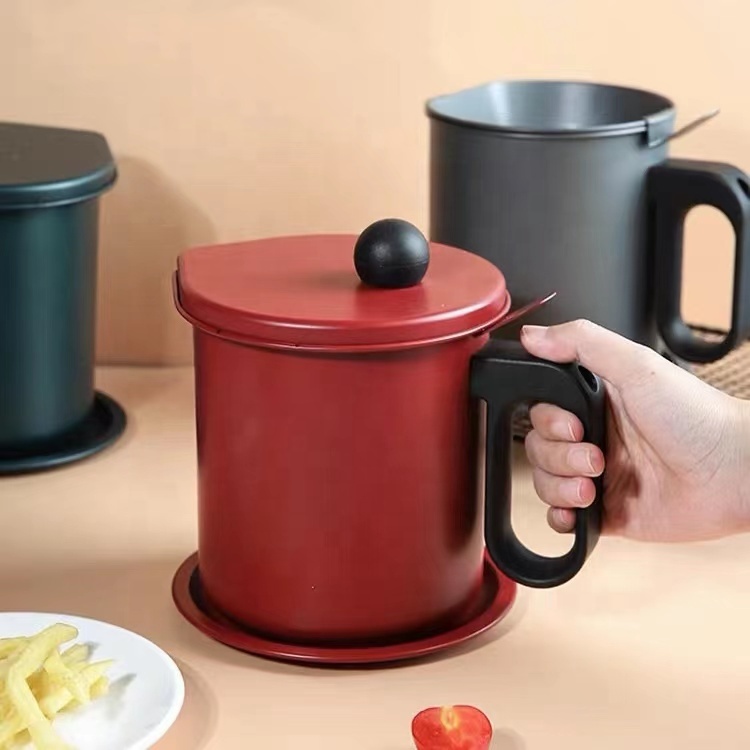 

Bacon Grease Container with Strainer Oil Pot with Strainer Cooking Oil Filter with Anti-scalding Handle and Coaster Tray