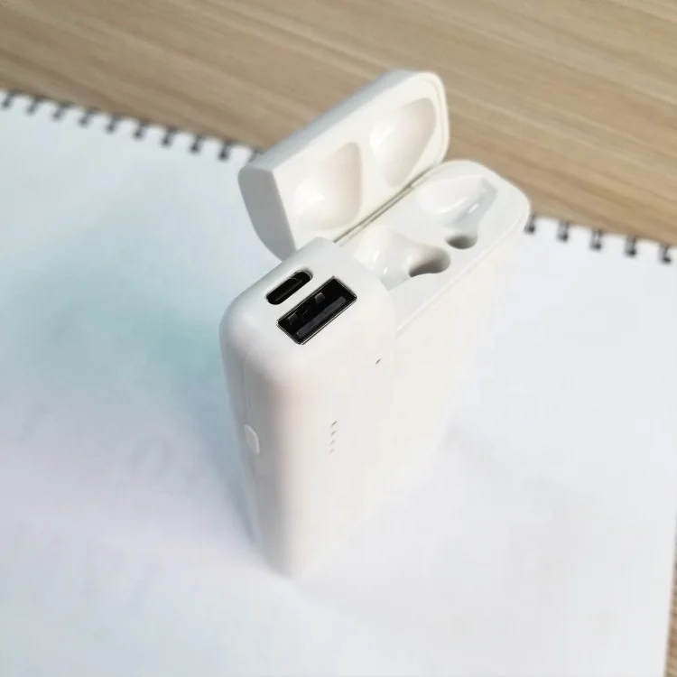 

2019 New design 2 in 1 10000mAh power bank for Airpods TWS Wireless Earbuds and Phones, Black white