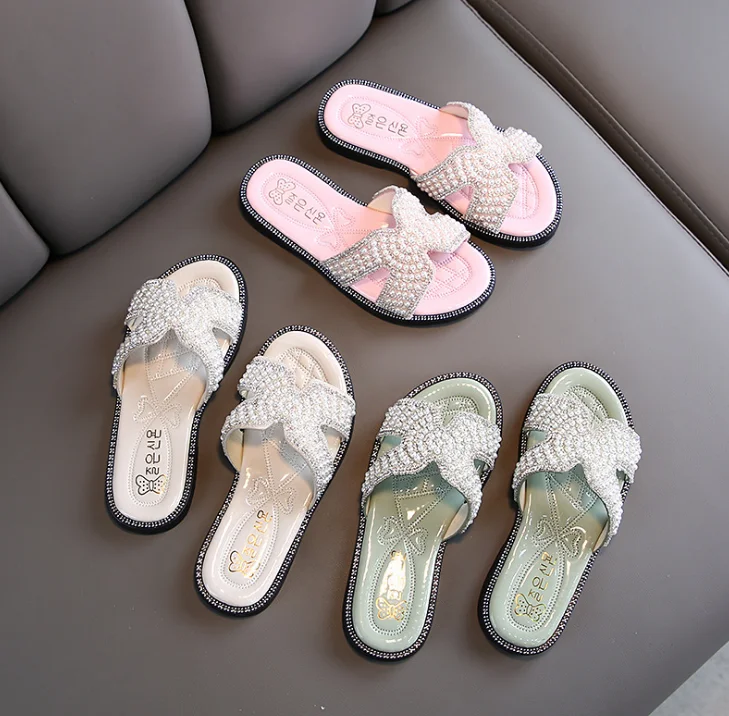 

Girls' sandals summer lovely princess shoes soft soled baby shoes wholesale Princess Elsa indoor and outdoor children's slippers, White, green, pink
