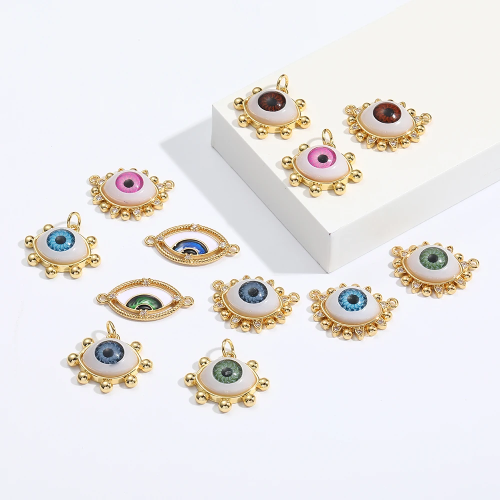 

Waterproof Gold Plated Enamel Jewelry Evil Colorful Eye Pendant Necklace Jewelry Making Supplies