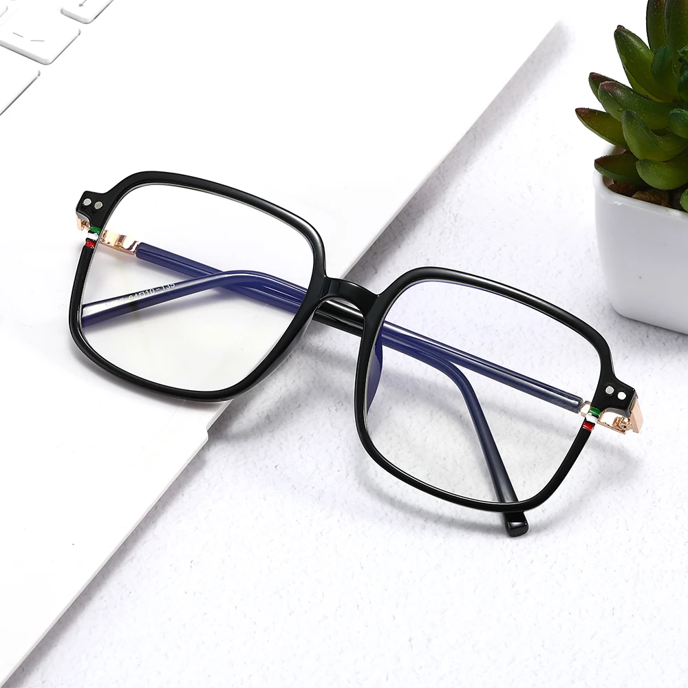 

New large frame anti-Blue ray flat light lens ultra light TR90 glasses square frame computer glasses for men