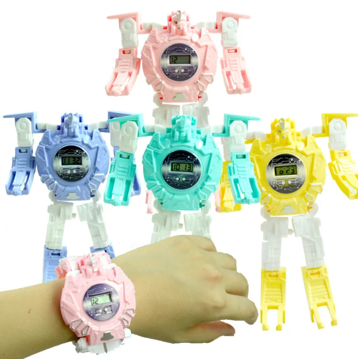 

Hot Sale Children Electronic Watches Cartoon Deformation Robot Kids watch Boy And Girls Wrist Watches Gift, Multi colors