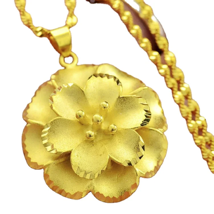 

One Drop Issued Plated Ladies Big Flower Necklace Copper Gilded Cute Fashion Jewelry Wholesale