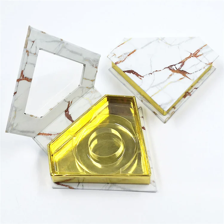 

new empty lashes package box white and gold marble heart shaped eyelashes box case with tray