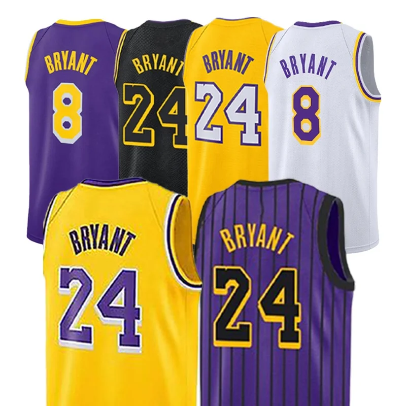 

Wholesale Laker s 8 24 Kobe Bryant Shirts 3D Embroidery Basketball Jersey Mens Wear Top Quality Sports Clothing Wholesale