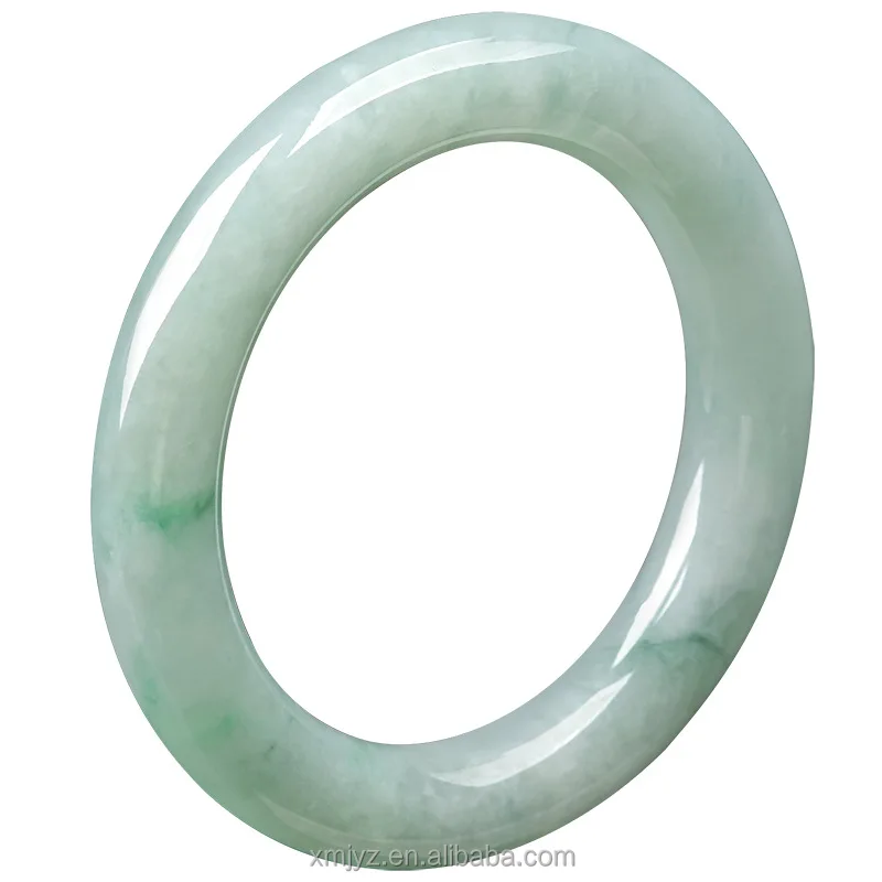 

Certified Grade A Single Item Myanmar Natural Jade Floating Flowers Round Bar Waxy Jade Bracelet Women's Jade