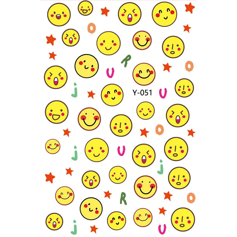 

ZY0443B 2021 hotselling smile face pattern Nail sticker Custom nail art for lady cartoon nail decoration for children, Multiple colour