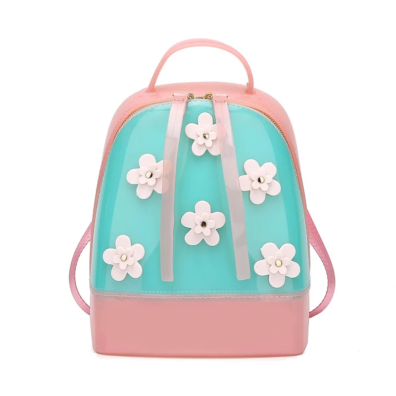 

K011 Customized cartoon flower jelly bag 2021 new fashion candy bag kids backpack travel jelly backpack girls, Multi color