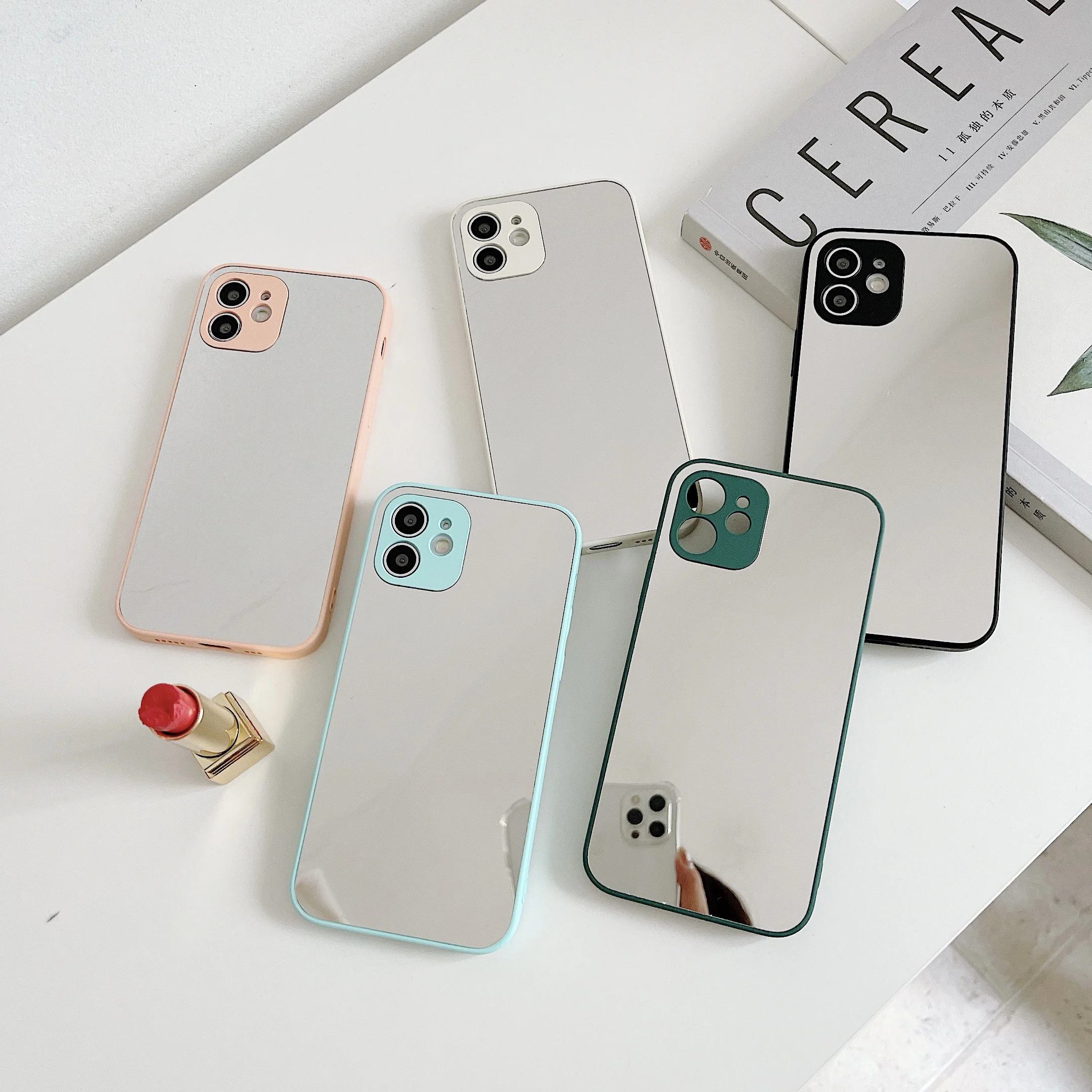 

Shockproof TPU PC Phone Cover for iPhone 11 12 pro Case With Mirror Make Up, for iPhone 7 8 Plus X XR XS Max Mirror Phone Case