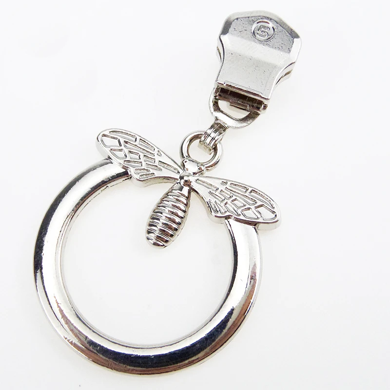 

Cremallera New Clothing Fine Wieldy Locking #5 Zipper Puller for bags handbag knapsack, Silver