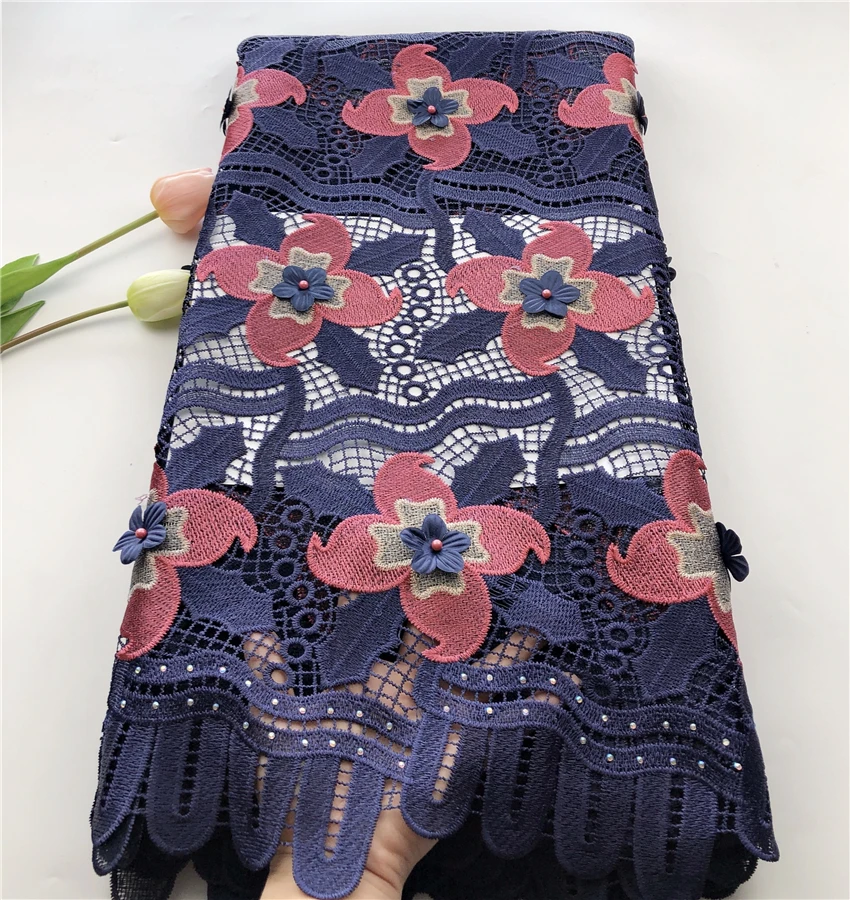 

3D guipure lace with beads stones multi color cord lace wholesale price lace fabric