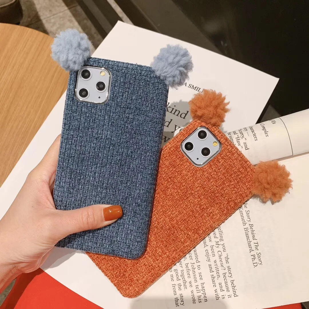 

Free Shipping Cute Ear Cell Phone Case for Iphone 12 11 Pro Max Xs Xr 7 6s 8 Plus Soft Fur Mobile Cover carcasa de telefono