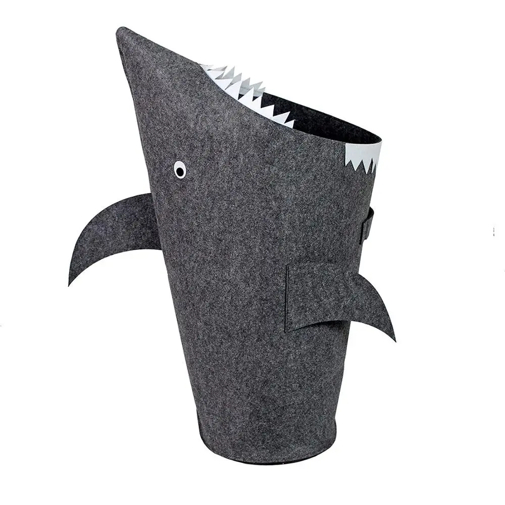 

Wholesale laundry basket animal shark basket stackable felt laundry basket for kids room, Medium grey