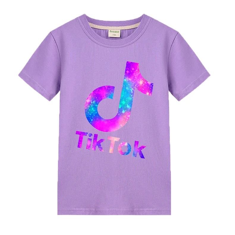 

Designer 100% Cotton Tiktok Logo 2-16 Years Old Children Clothing Fashion Kids Tshirt, Mix color