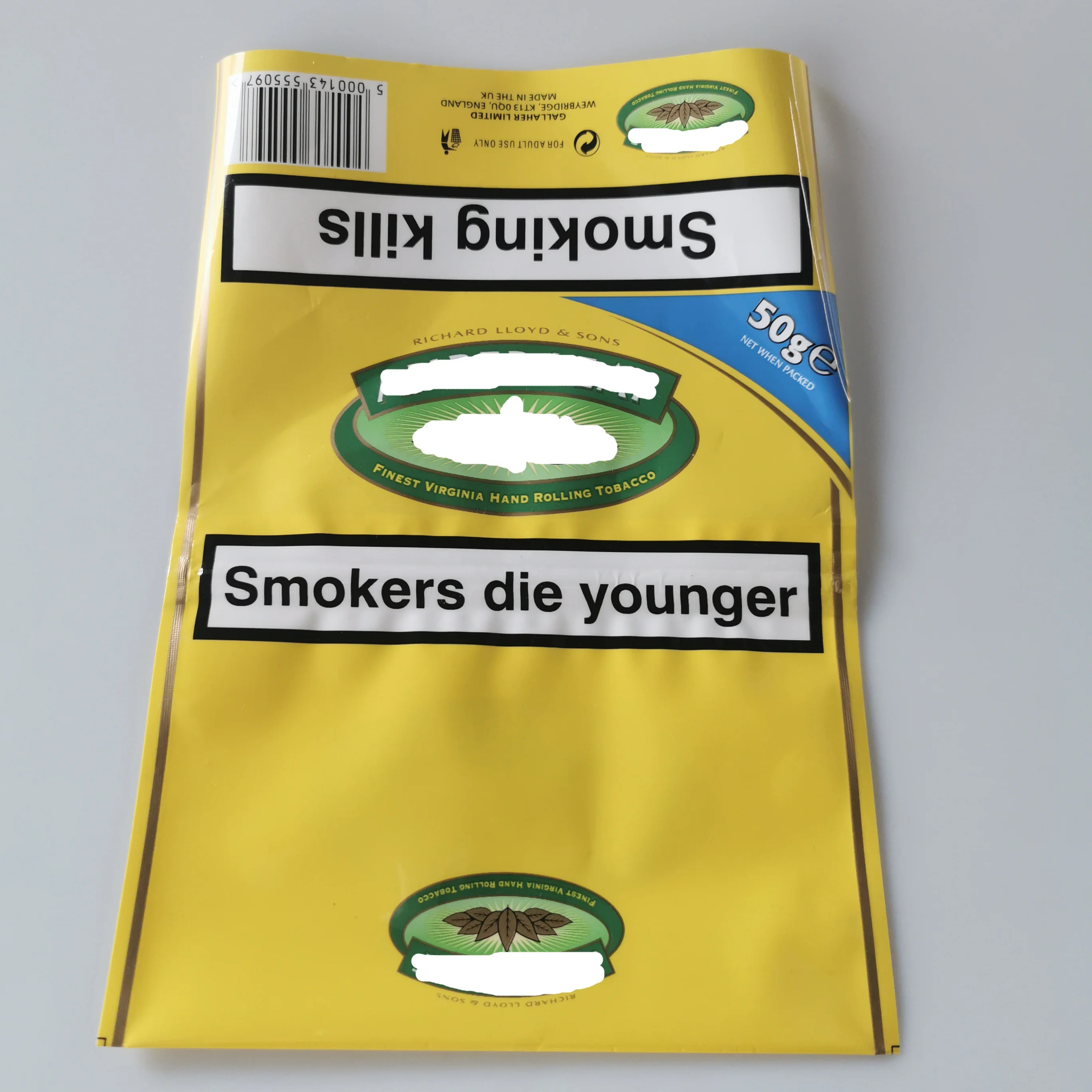 Tobacco Packaging Custom Printed Tobacco Leaf Packaging Ziplock Bag