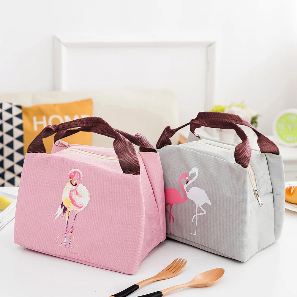 

Recyclable flamingo thermal waterproof oxford beach lunch Bag tote lunch bags with custom printed logo