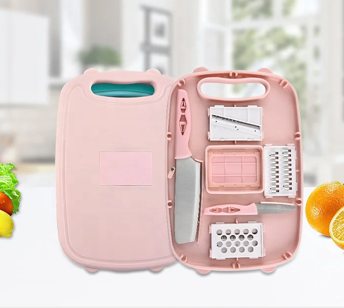 

Kitchen Room Multi Function Portable Plastic foldable cutting board holder with tools