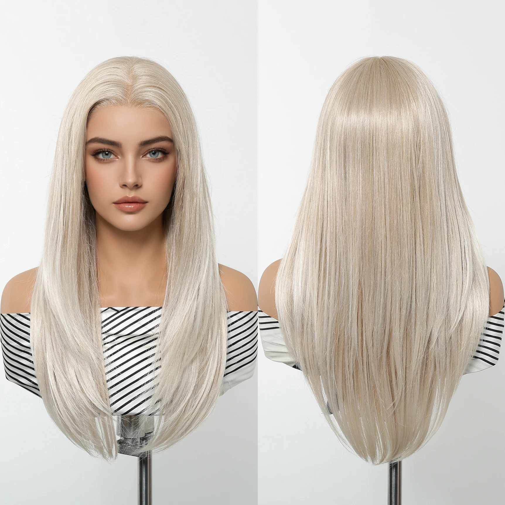 13*6 Hd Big U Lace Wig Synthetic Future Fiber Natural Soft Wig Curly Wave Color Mixed 180% Density Blonde 613 Durable