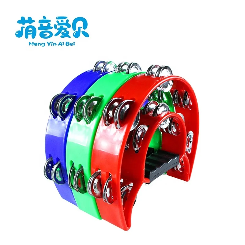 

Wholesale Percussion Instruments Half Moon Double Ring Plastic tambourines for sale, Red,green,blue,yellow