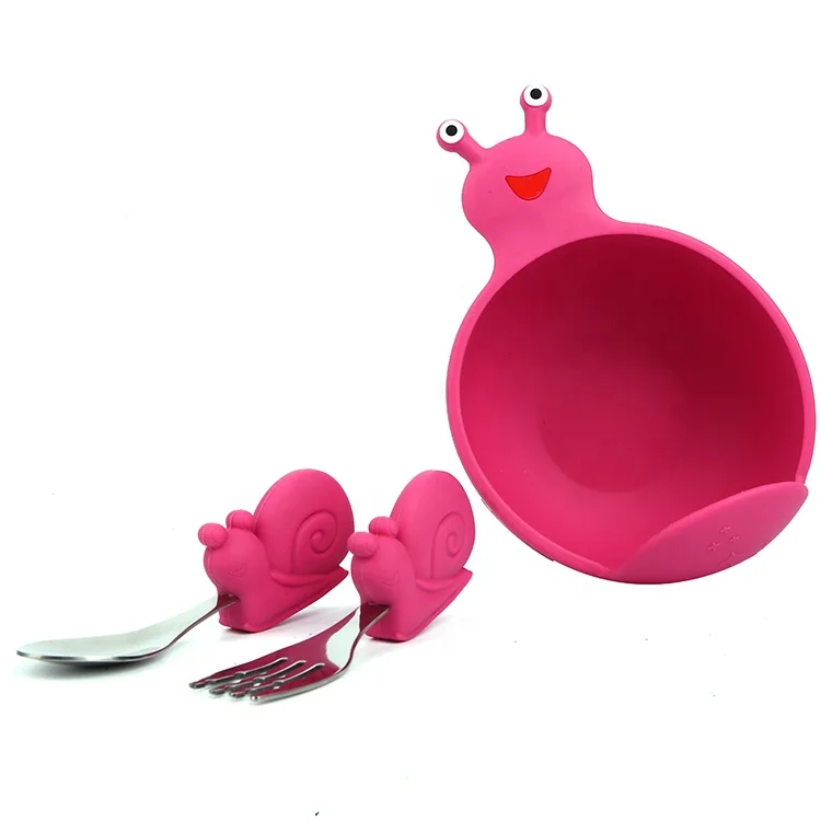 

Factory Price Does Not Include Bpa Cute Snail-shaped Baby Silicone Bowl Set Children's Feeding Bowl