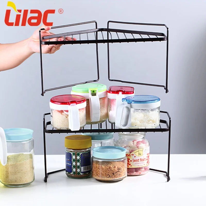 

Lilac FREE Sample Multi-Purpose Organizer ins decorative Storage kitchen Spice black/white iron Rack Spice jar storage rack, White/black